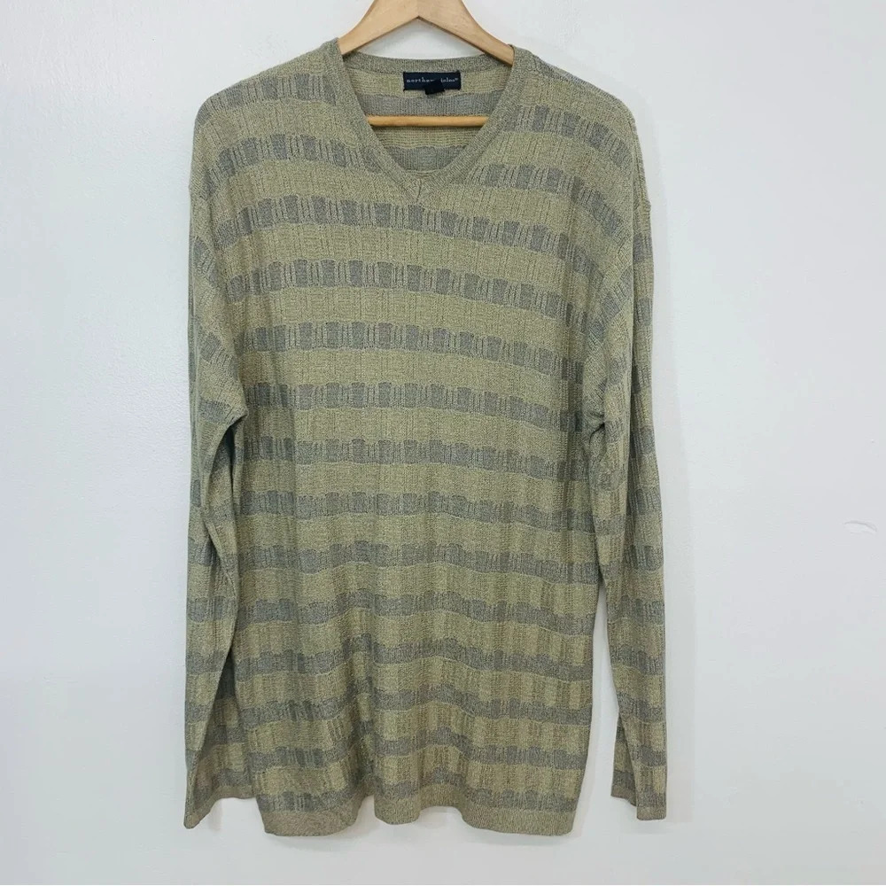 Northern Isles Sweater Men XL V Neck Long Sleeve Print Business Casual Preppy